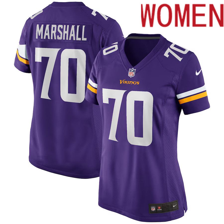 Women Minnesota Vikings 70 Jim Marshall Nike Purple Game Retired Player NFL Jersey